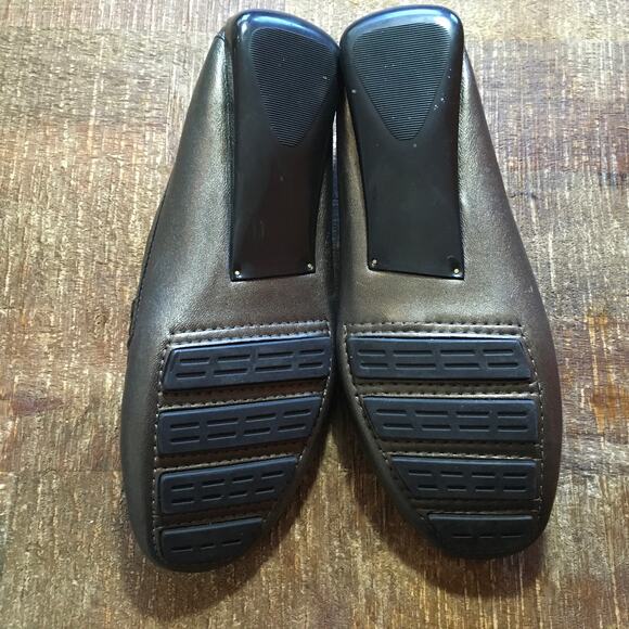 Robert Zur Petra Driving Shoe Loafer Womens 7 Bronze Woven Metallic Leather Flat